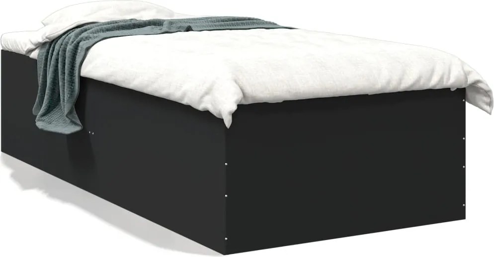 vidaXL Cadru de pat, negru, 100x200 cm, lemn prelucrat