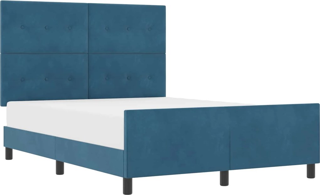 vidaXL Pat cu arcuri cu headboard Albastru închis 140 x 200 cm Catifea