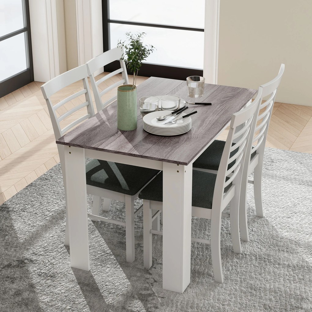 HOMCOM Masă Modernă de Dining pentru 4-6 Persoane 120x69x75 cm Gri și Alb | Aosom Romania