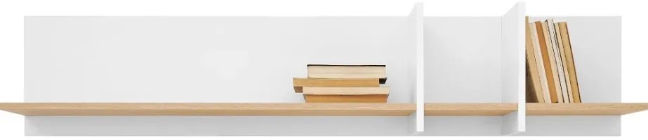 Polita de perete TISANE 150x25 cm, stejar biscuit/alb