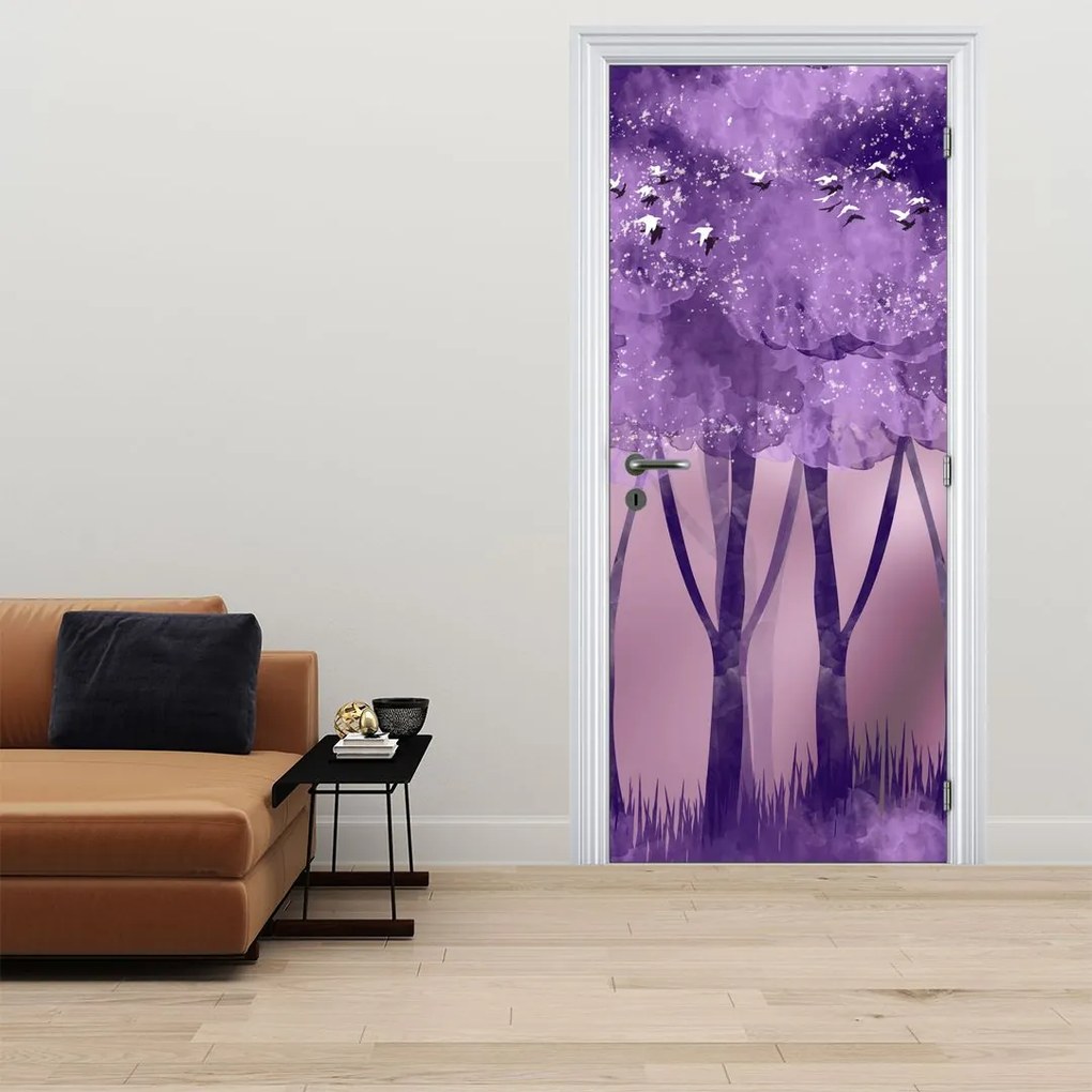 Fototapet pentru ușă - Căprioare într-o pădure magică (95x205cm)
