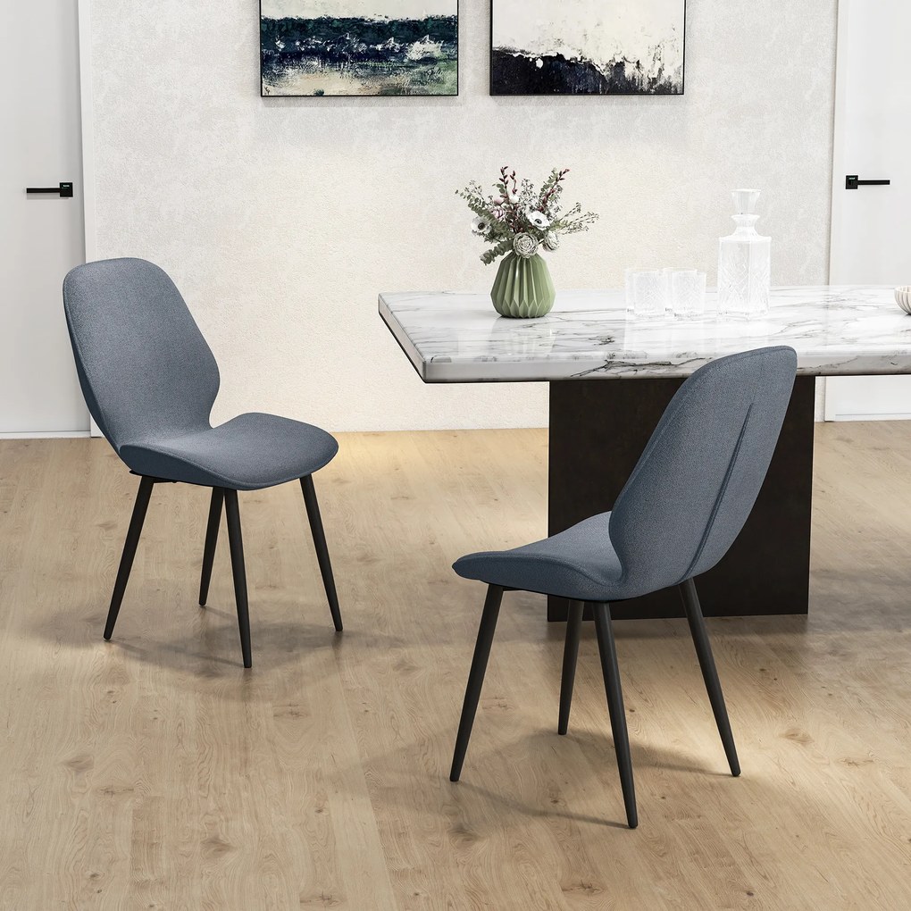HOMCOM Scaune Tapitate Metalice, Gri Modern | Aosom Romania
