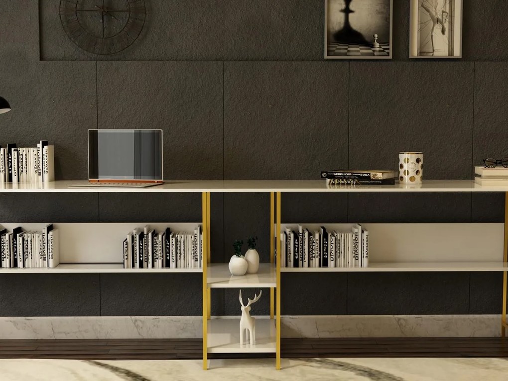 Masă PC Leviathan 400 (Alb + Auriu). 1089407