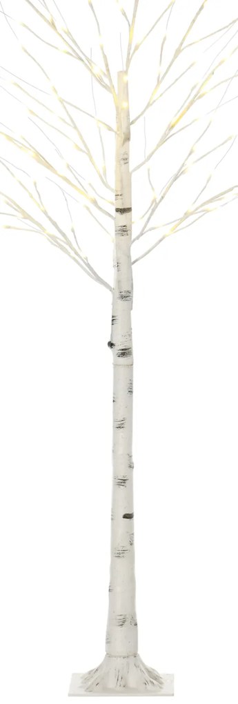 HOMCOM Copac luminos cu LED, decorațiune luminoasă alb cald, 96 LED-uri 180 cm, decorațiune de Crăciun, cameră, casă, alb | Aosom Romania