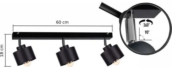 Spot SIMPLY BLACK 3xE27/60W/230V