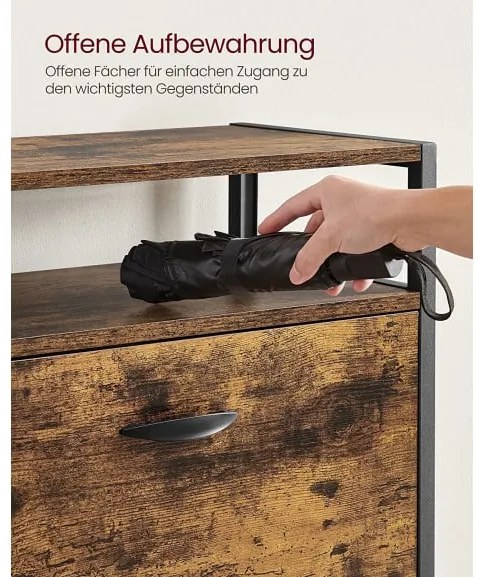 Dulap Pentru Pantofi Cu 3 Usi Rabatabile, Vintage Maro Si Negru, 60 Cm