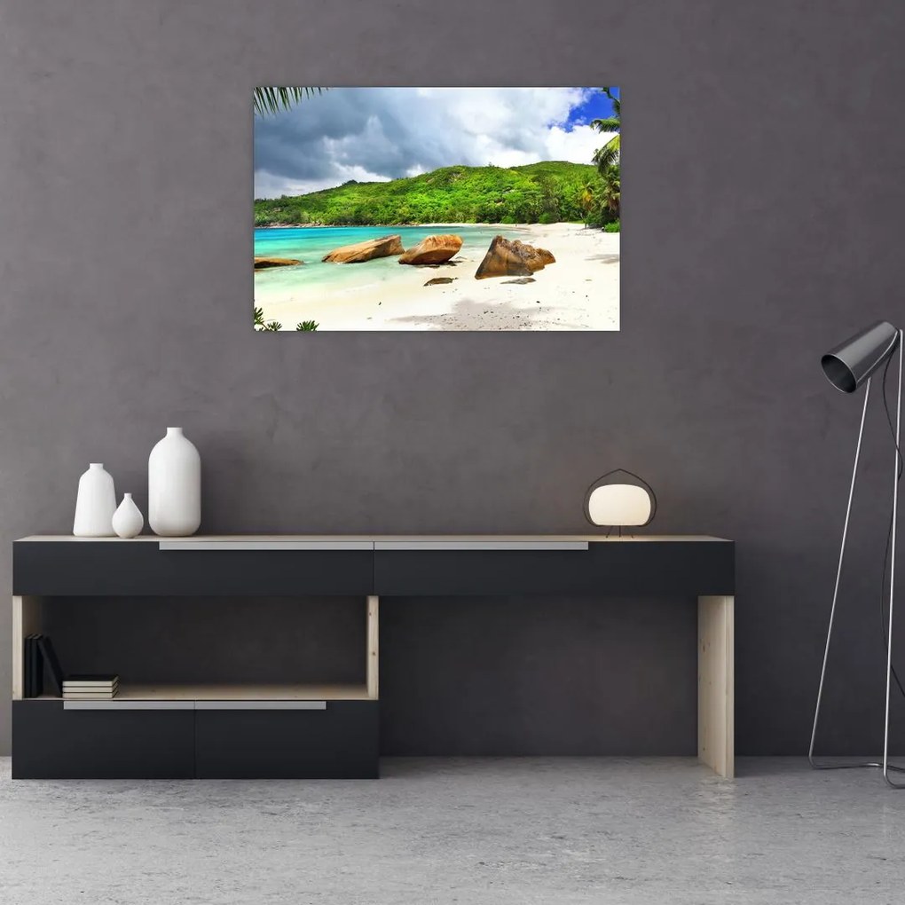 Tablou - Seychelles, plaja Takamaka (90x60 cm)