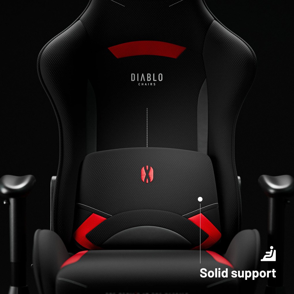 Scaun gaming din material Diablo X-Starter Normal Size: Negru-Roșu