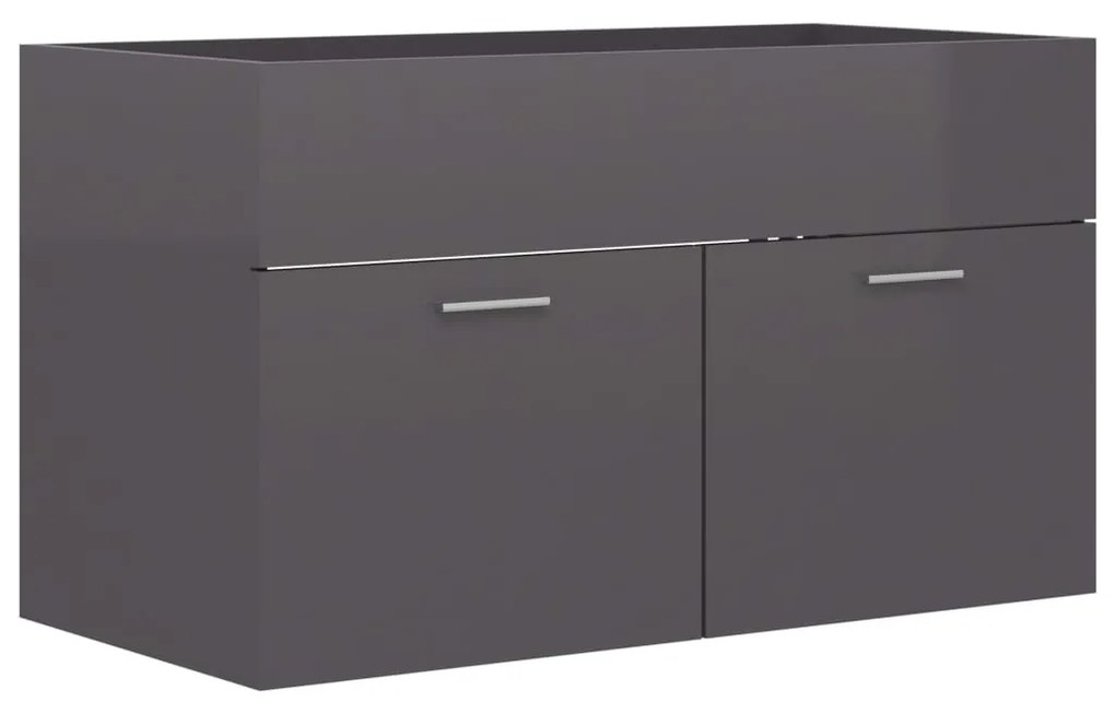 804664 vidaXL Dulap de chiuvetă, gri extralucios, 80x38,5x46 cm, PAL