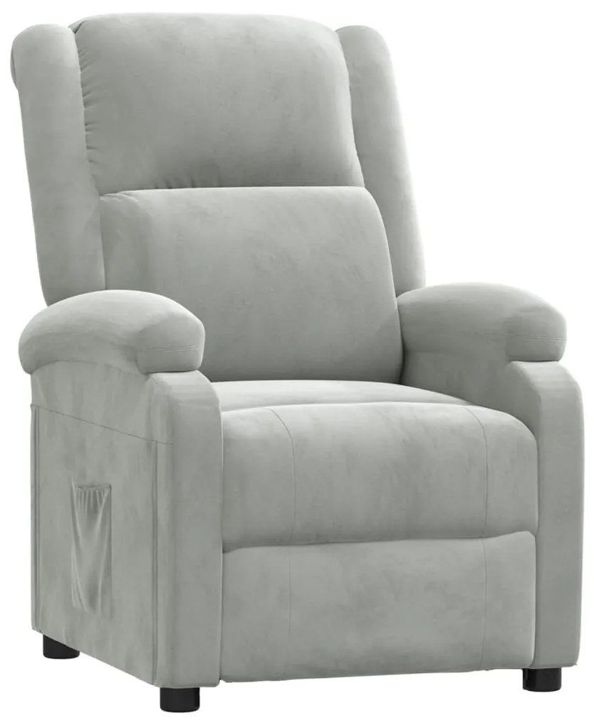 vidaXL Fotoliu rabatabil, gri deschis, catifea