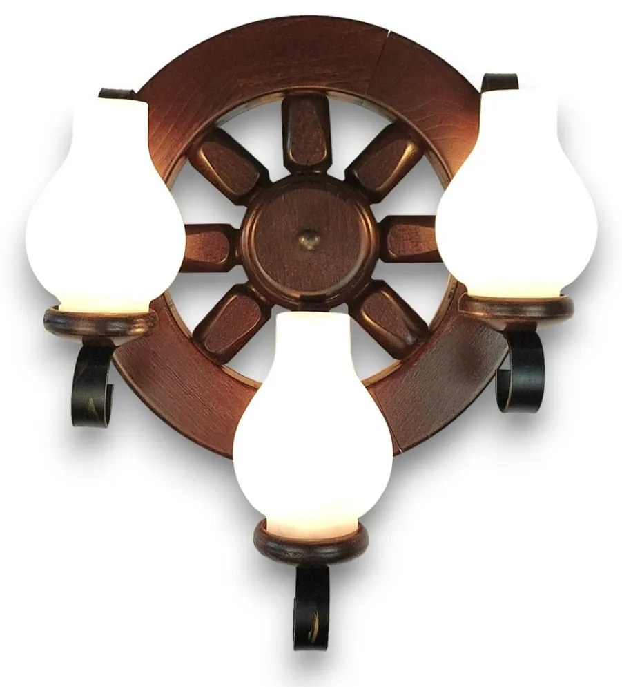 Aplica de perete rustica fabricata manual din lemn Roata WOOD-RO-AP3