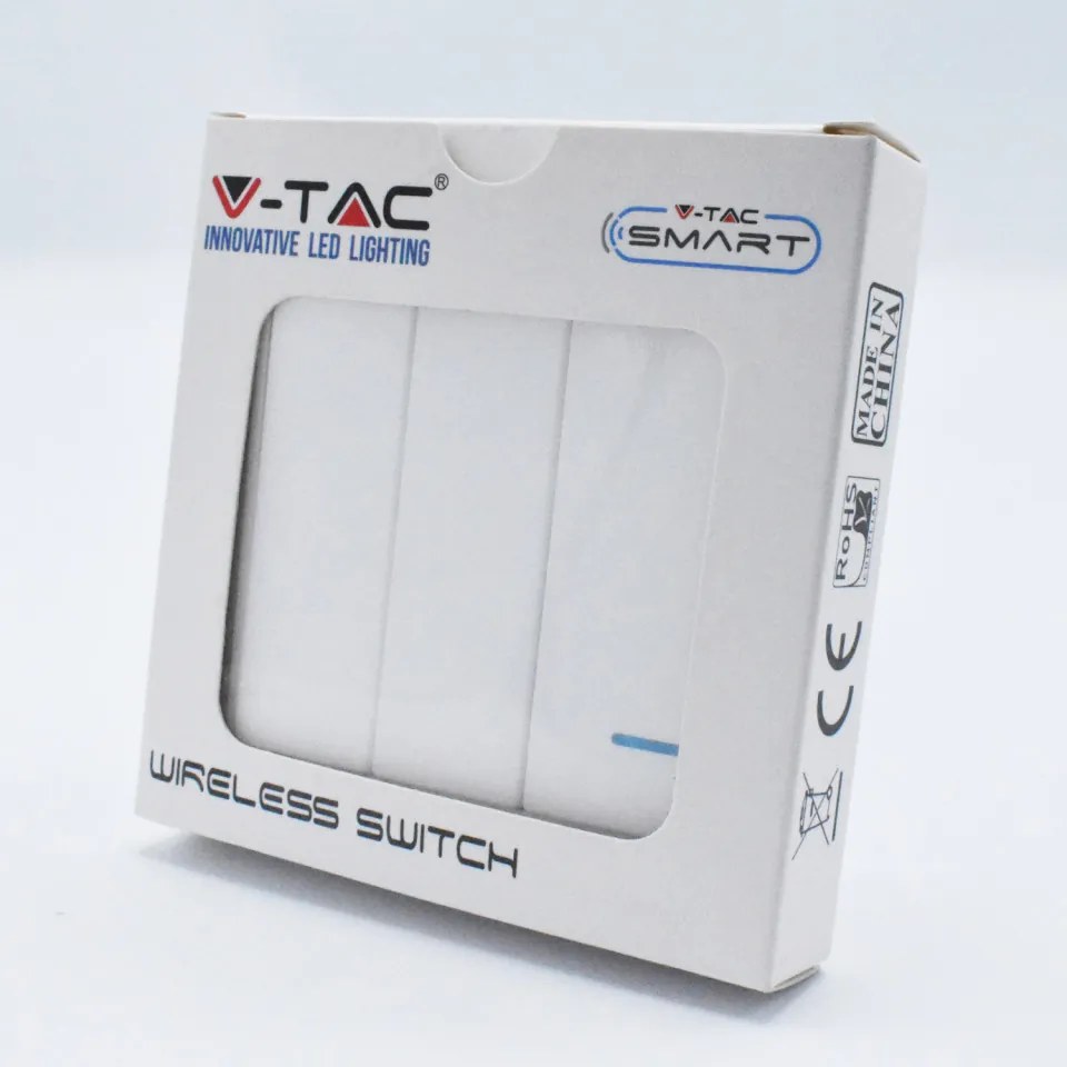 Intrerupator triplu Wireless Smart, 10A, protectie IP54, alb, V-TAC
