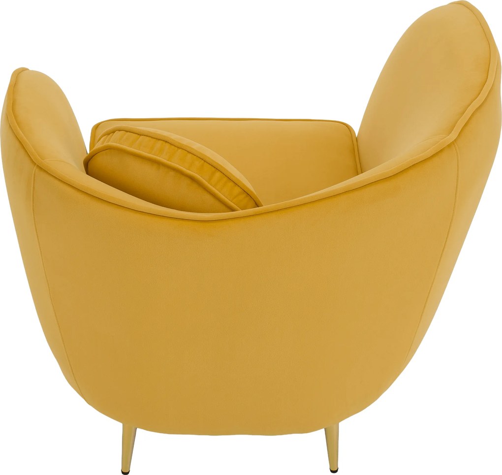 Fotoliu de design, ţesătură Velvet galbenă/gold crom auriu, EZIO