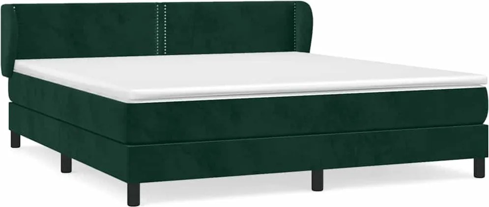 vidaXL Pat box spring cu saltea, verde închis, 180x200 cm, catifea