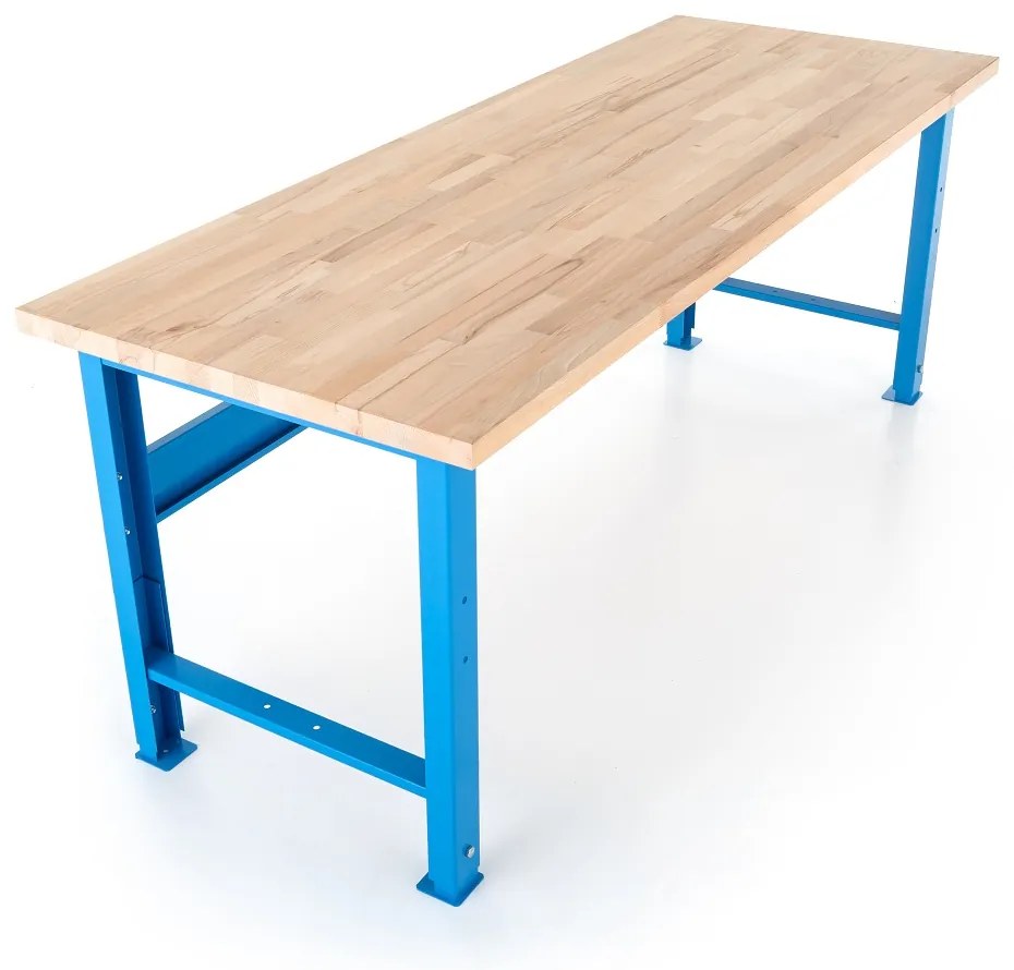 Masa de atelier reglabila in inaltime cu placa frontala 200 x 80 cm, albastru - ral 5012