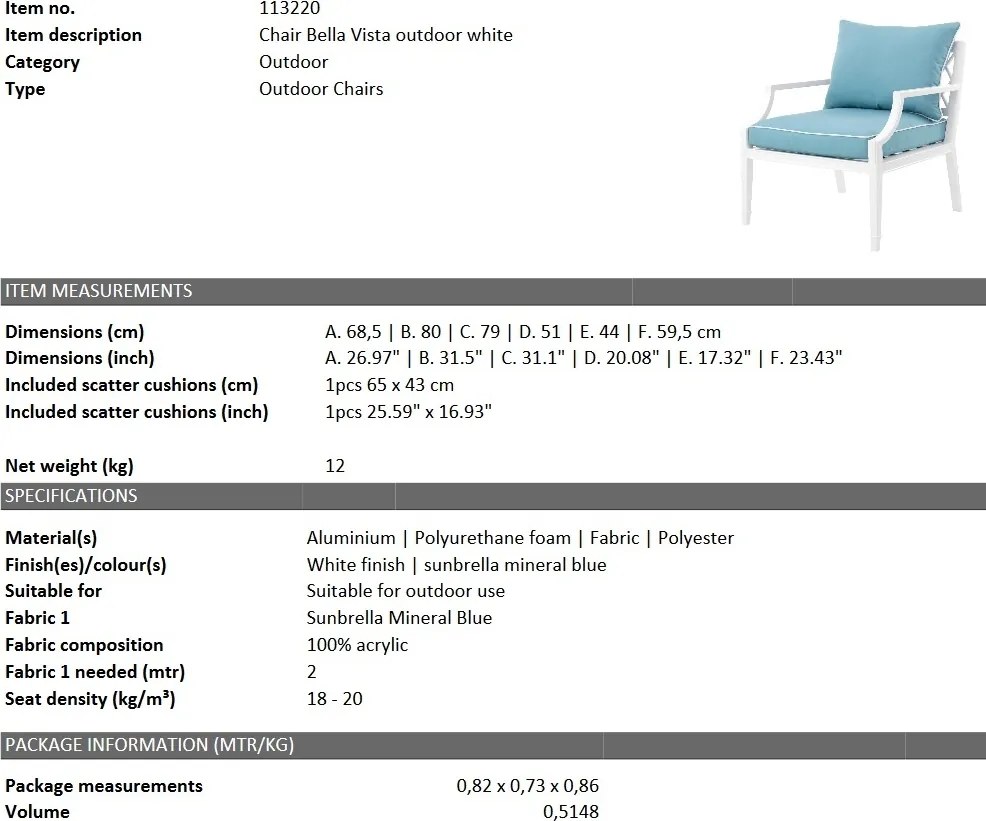 Fotoliu pentru interior si exterior Bella Vista, alb 113220 HZ