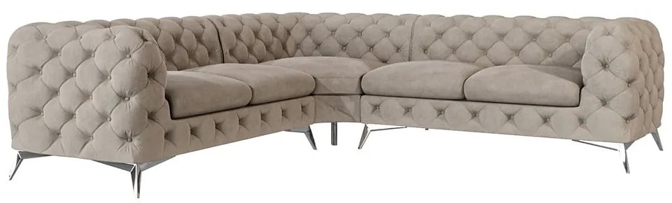 Colțar grej cu tapițerie din catifea Chelsea – Ropez