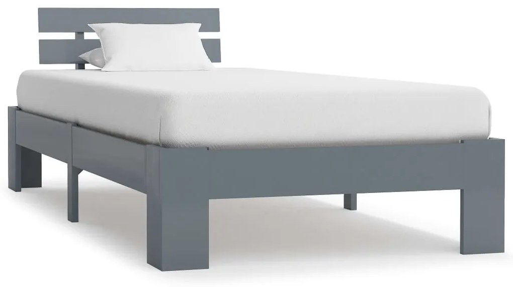 vidaXL Cadru de pat, gri, 90 x 200 cm, lemn masiv de pin