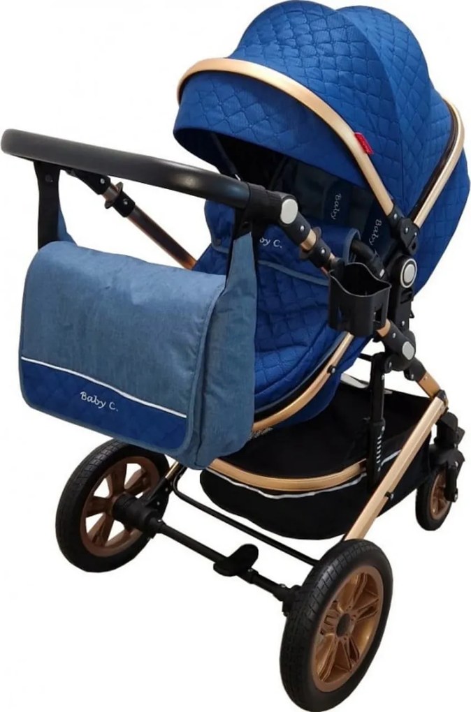 Carucior nou nascuti 3 in 1 Baby Care™ PRO 530, Cu geanta bebe, Cadru Aluminiu , Amortizoare, Roti din cauciuc plin AVE, Landou, Scoica auto, Spatar