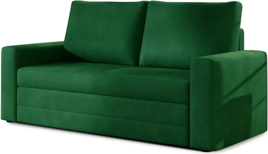 Canapea verde extensibilă/cu spațiu de depozitare cu tapițerie din catifea 151 cm Wave – ELTAP