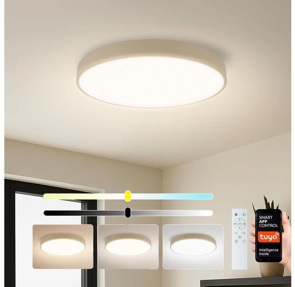 Brilagi - Lampă LED dimabilă POOL SMART, 60W, 230V, diam. 50 cm, Wi‑Fi Tuya, bej + telecomandă