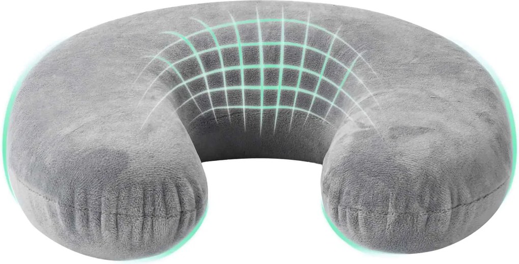 vidaXL Perna de gât pentru călătorie Gri 27 x 27 x 8,5 cm