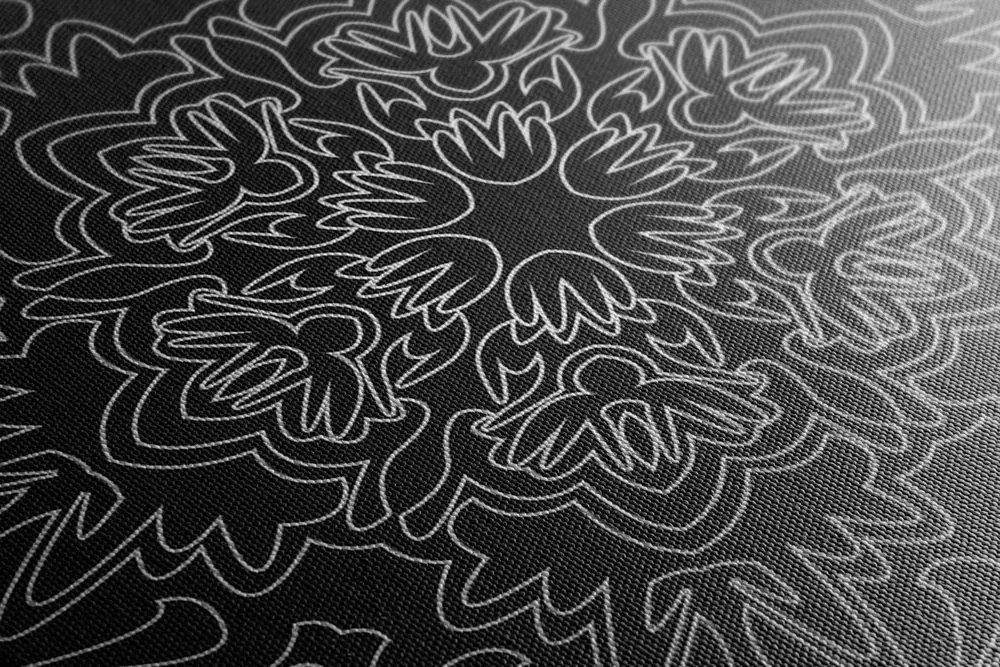 Tablou Mantala ornamentală în design alb-negru