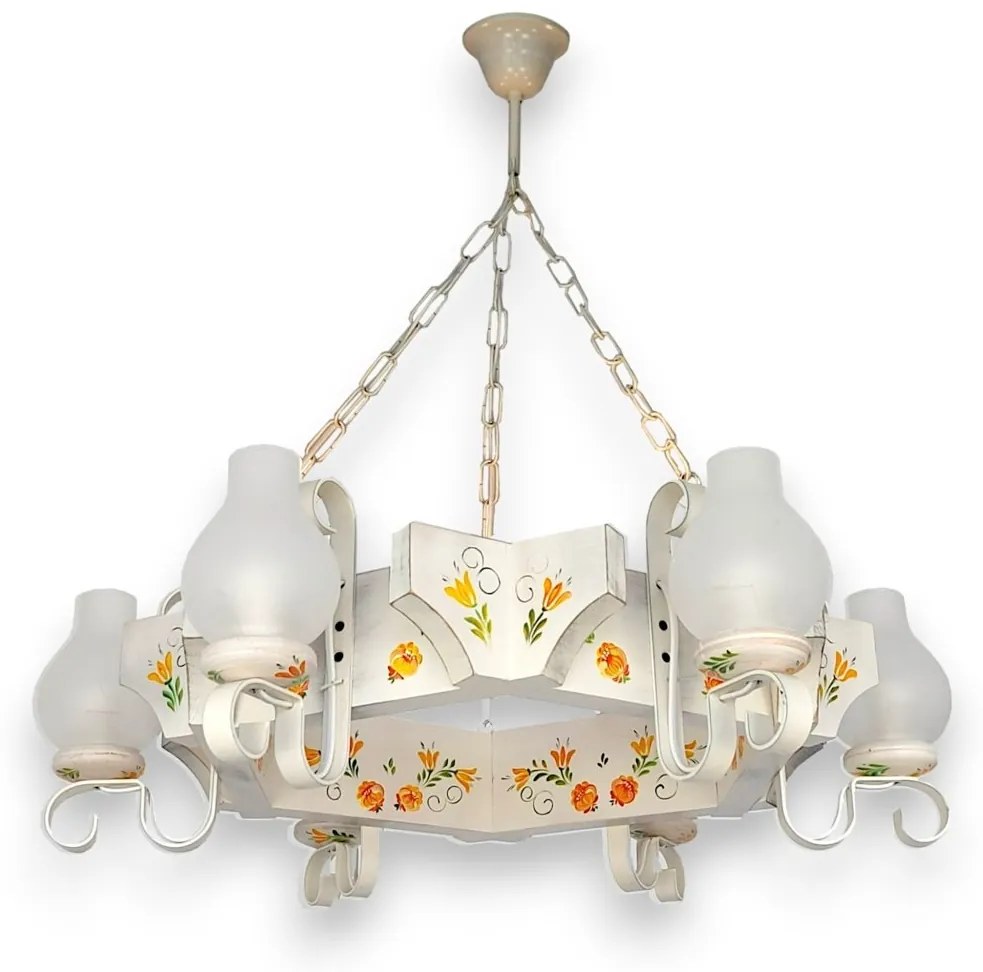 Candelabru fabricat manual din lemn pictat Queen 6L