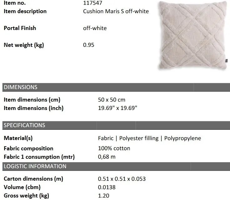 Perna decorativa design LUX Maris S, 50x50cm