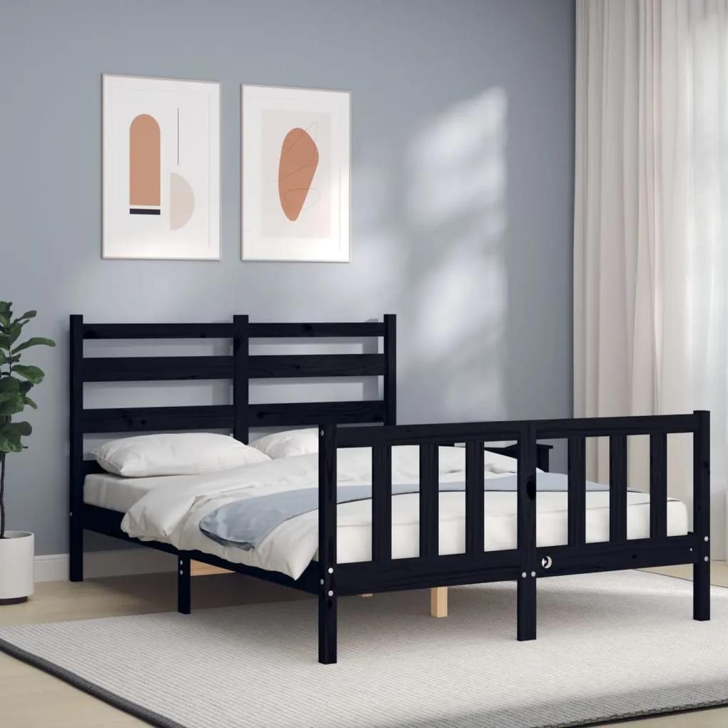 3192035 vidaXL Cadru de pat cu tăblie, negru, 120x200 cm, lemn masiv