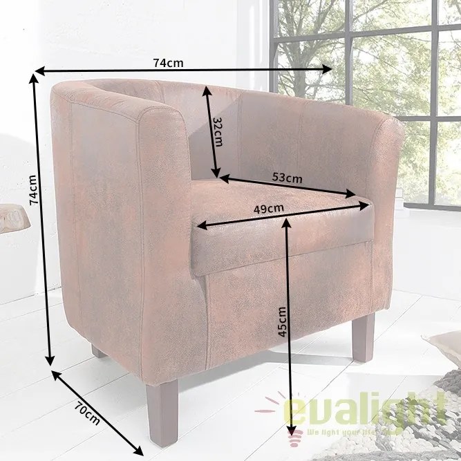 Fotoliu elegant si confortabil cu tapiterie din microfibra Hemingway, whisky braun A-38475 VC