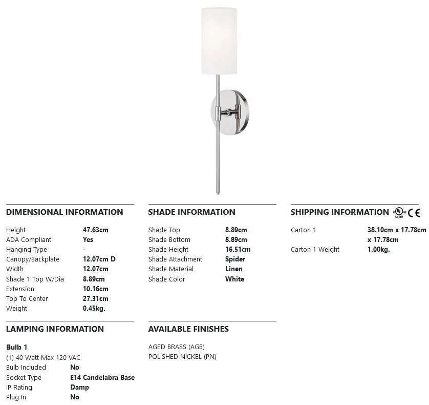 Aplica de perete design modern OLIVIA nichel lucios