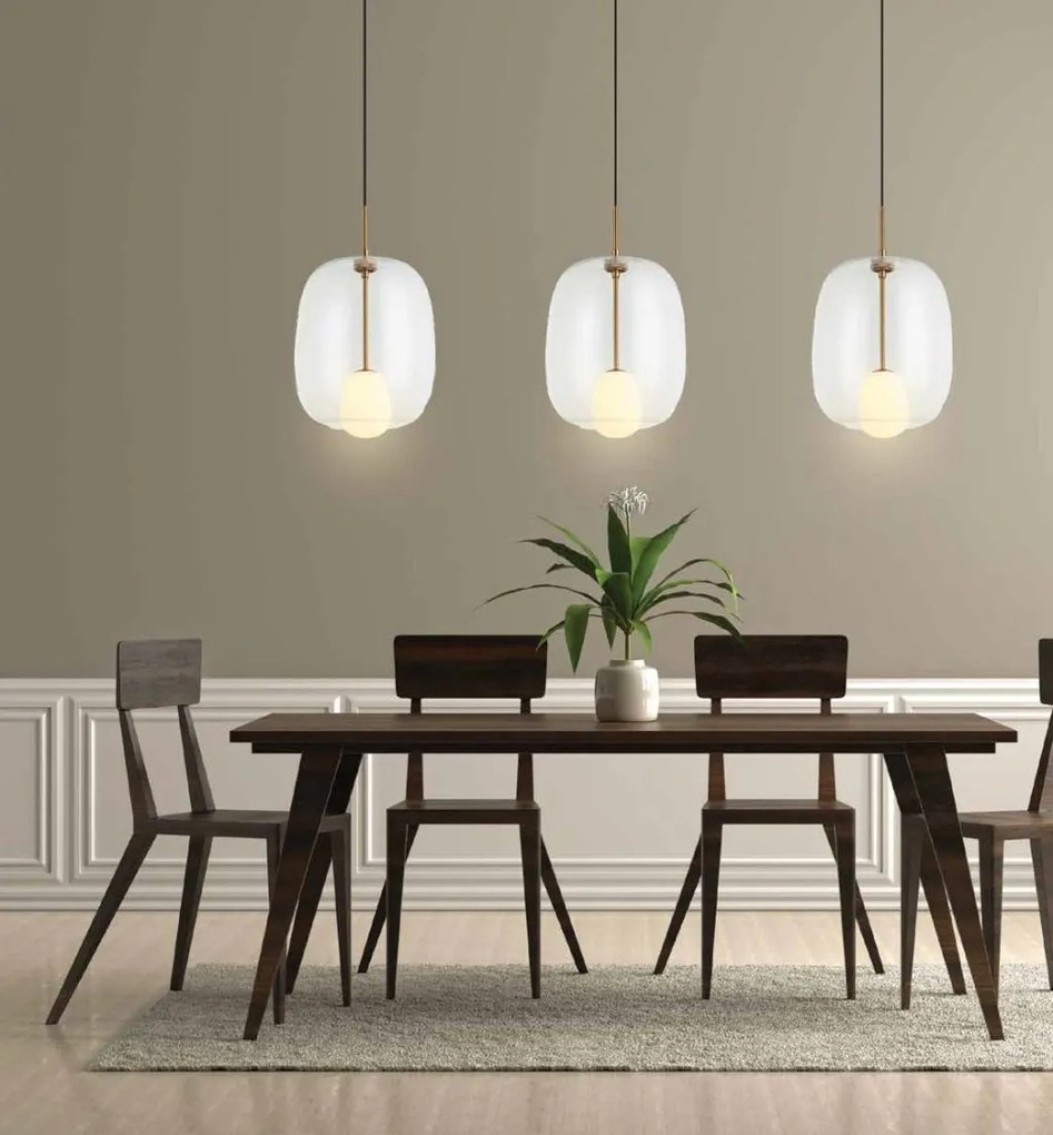 Pendul design modern Finc auriu, transparent