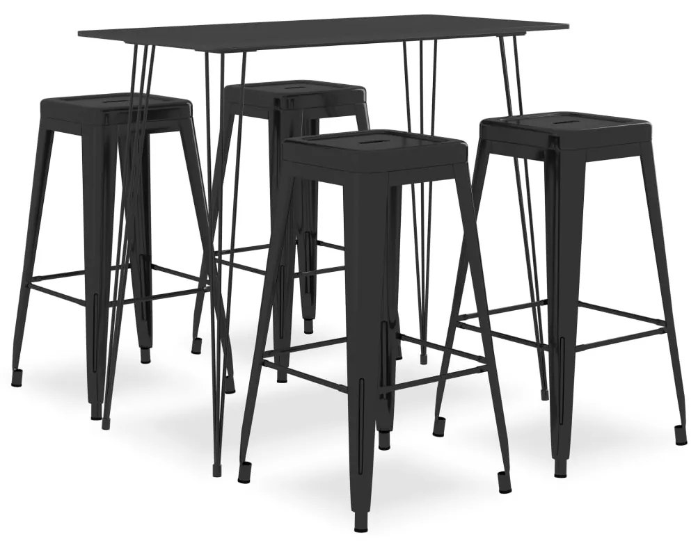 vidaXL Set mobilier de bar, 5 piese, negru