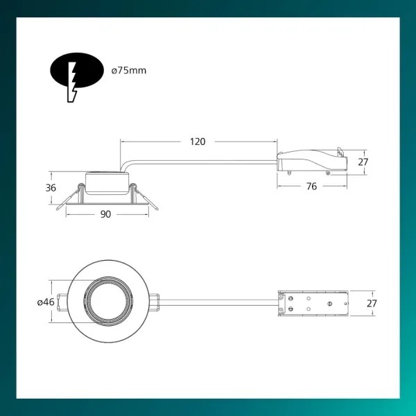 Philips - Set de 3 spoturi încastrate CILANTRO LED, compatibile cu dimmer, 5W/230V, 4000K, alb