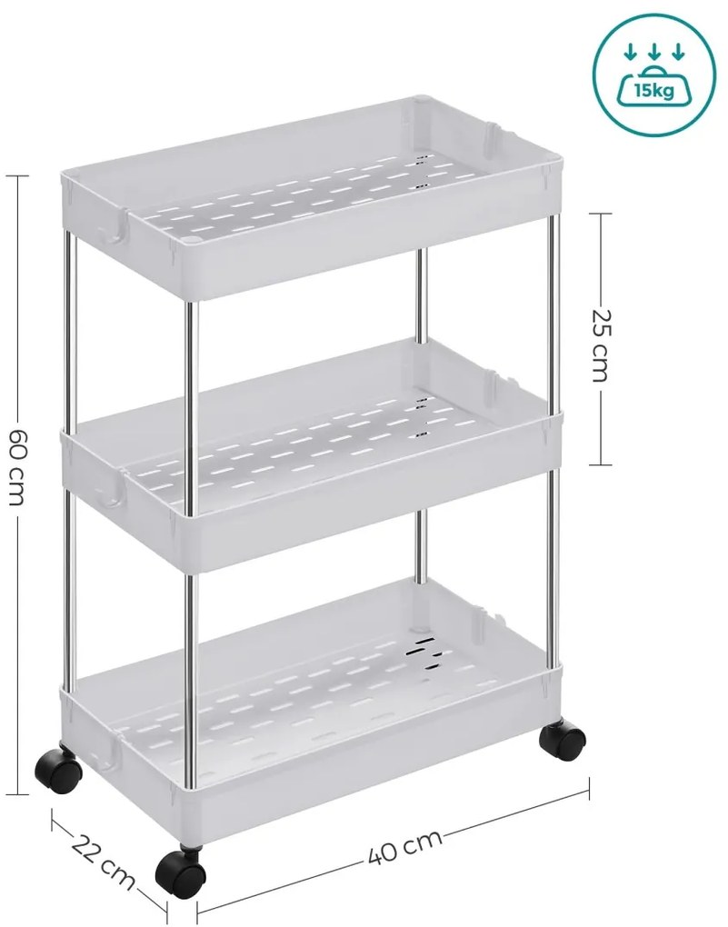 Raft multifunctional pe roti MOBIX cu 3 cosuri, alb