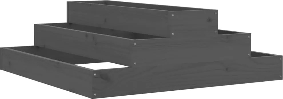 vidaXL Jardinieră, gri, 80x80x27 cm, lemn masiv de pin