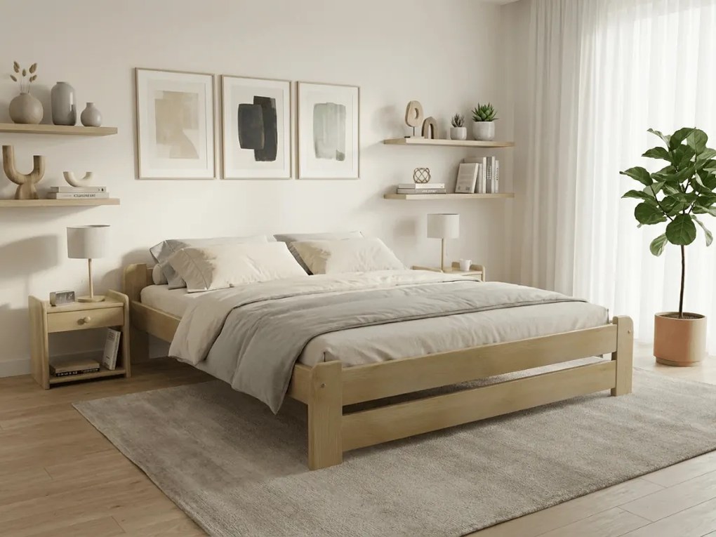 Pat Emily 120 x 200 cm, pin Saltele: Cu saltele Deluxe 10 cm, Somiera pat: Cu lamele drepte