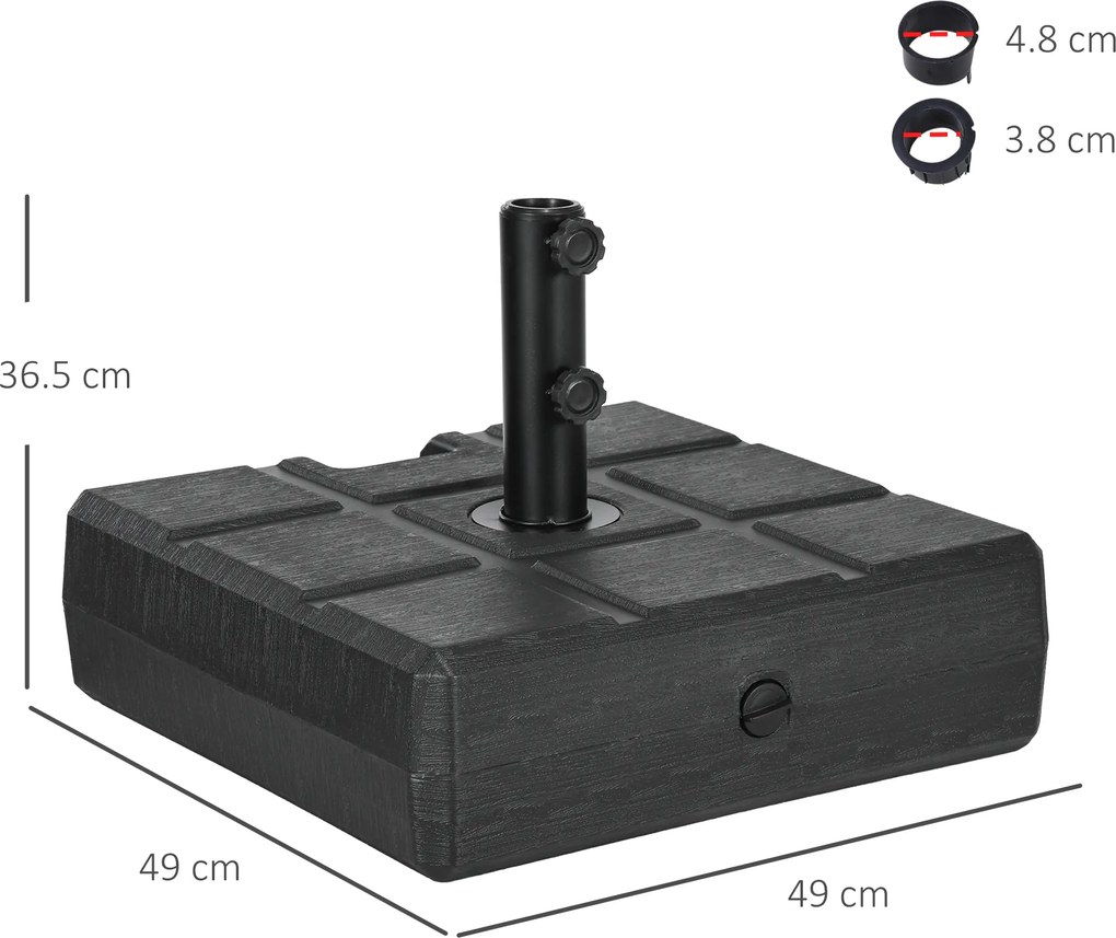 Outsunny Suport 40kg Pătrat pentru Umbrelă Soare, Efect Lemn, Bază Rezistentă din Plastic | Aosom Romania