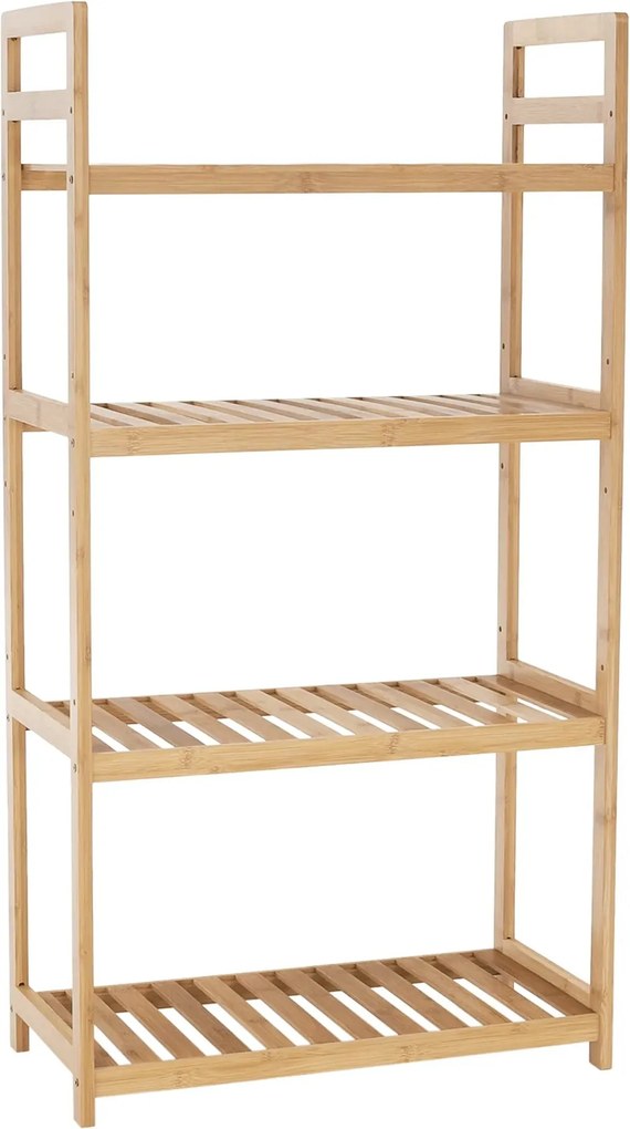 Etajera FIORE TIP 2, bambus natural lacuit, 53x26x100 cm