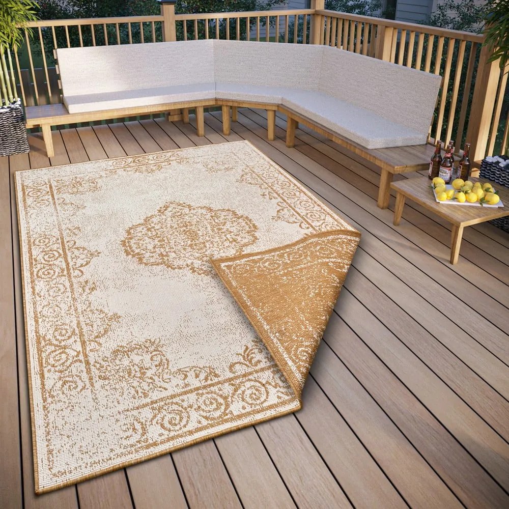 Covor de exterior galben ocru-alb 200x290 cm Cebu – NORTHRUGS