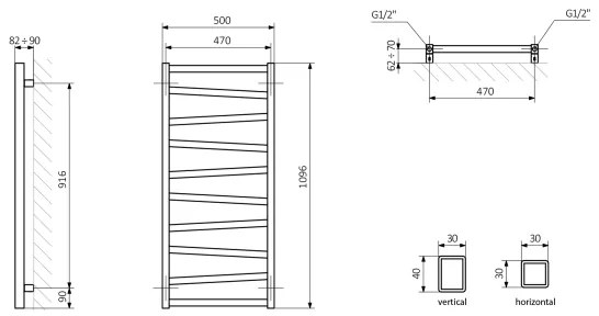 Sapho - Radiator de baie ZIG, 406 W / 230 V, 50 x 110 cm, antracit