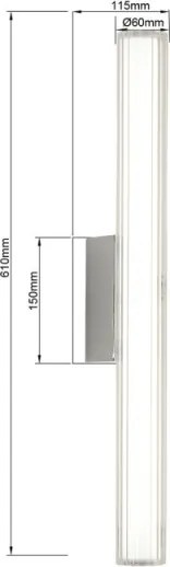 Aplica LED pentru oglindă de baie LINEA, 12W, 230V, 3000/4000/6000K, IP44, 61 cm, crom mat