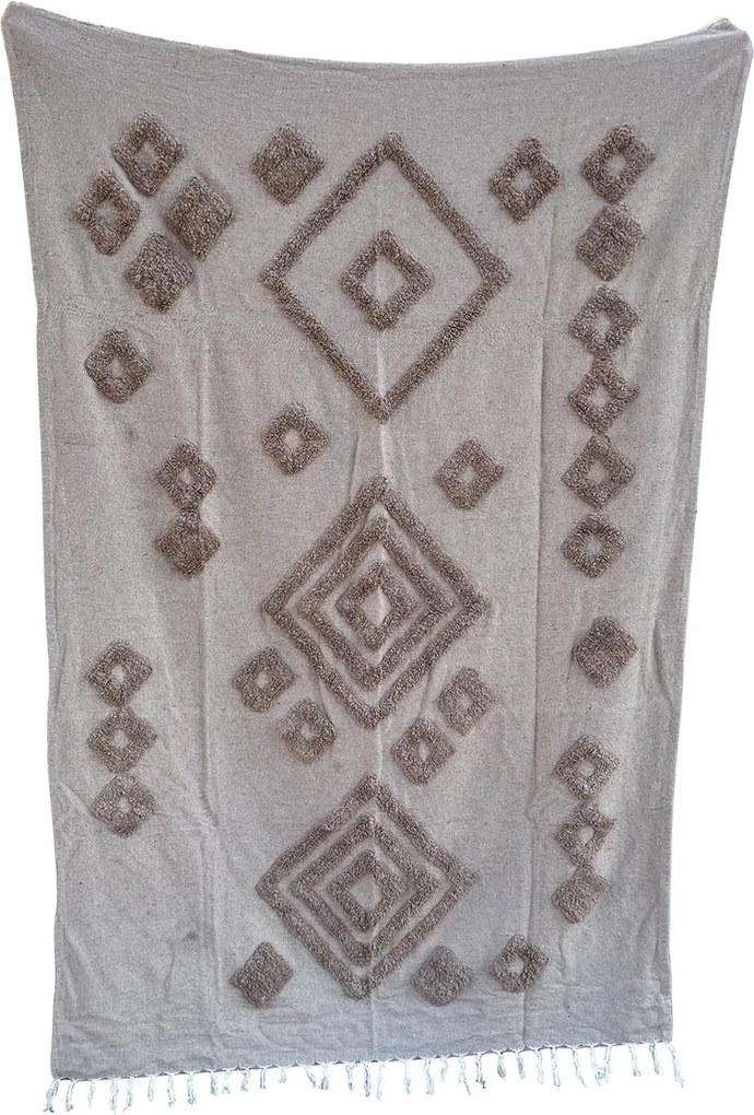 Pled din bumbac reciclat MYCHA IBIZA 130x170 cm, bej