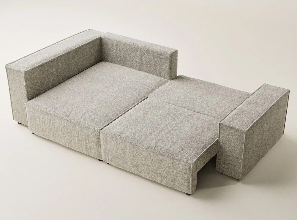 Colțar bej extensibil/cu spațiu de depozitare cu tapițerie din chenille (cu colț pe partea stângă/în formă de ”L”) Tonga – Maison de Rêve