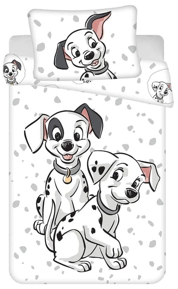 Lenjerie de pat pentru copii albă din bumbac pentru pătuț 100x135 cm 101 Dalmatians – Jerry Fabrics