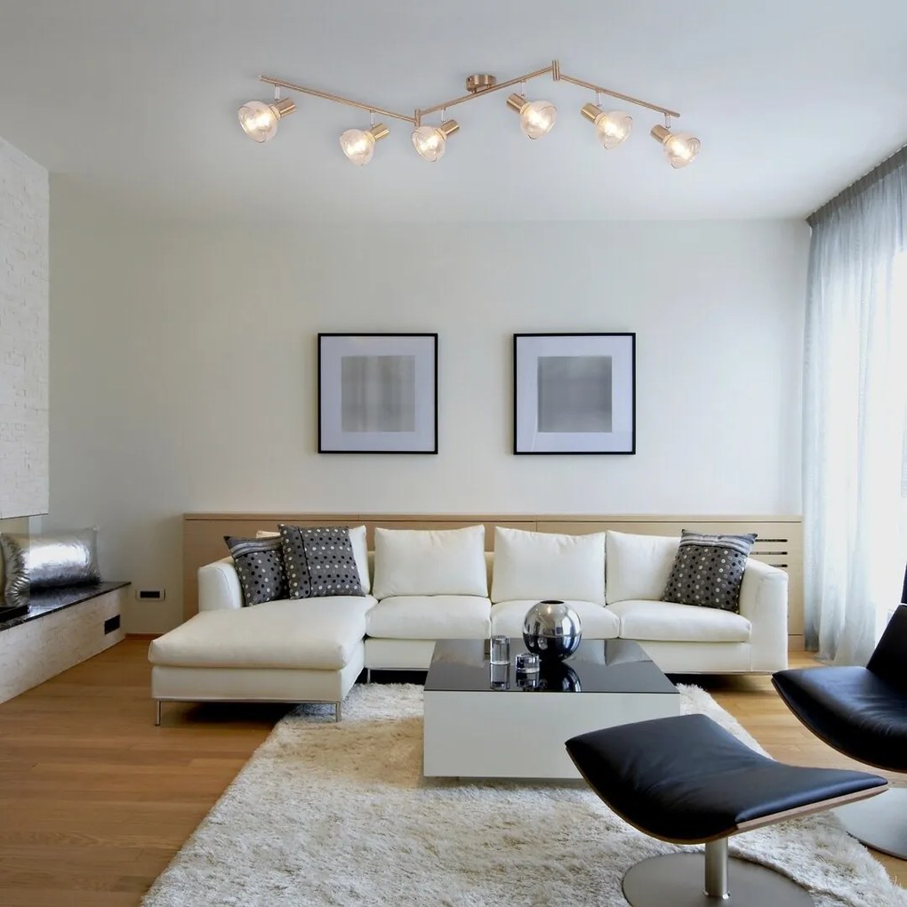 Lustra aplicata design modern Holly 6L auriu/amber