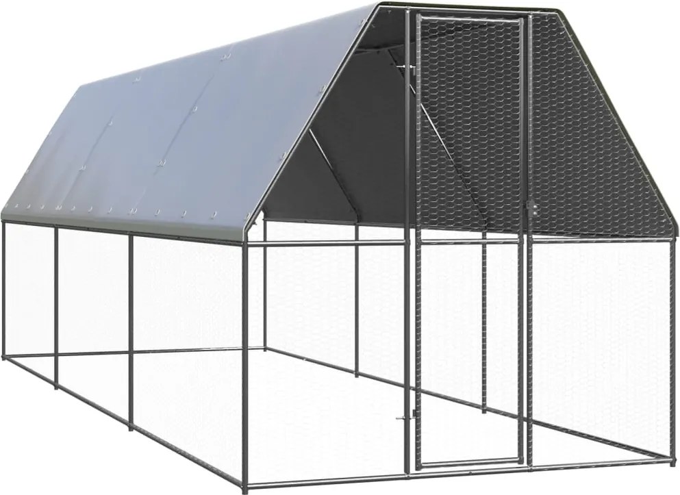 vidaXL Coteț de păsări pentru exterior, 2x6x2 m, oțel galvanizat