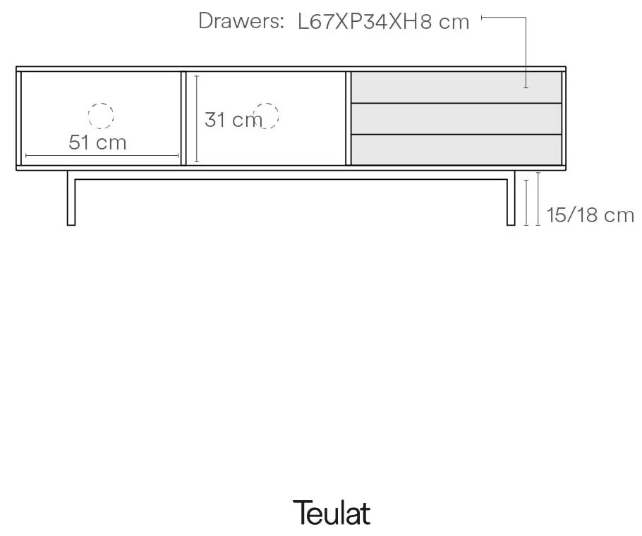 Comodă TV gri/în culoare naturală cu aspect de lemn de stejar 180x52 cm Sierra – Teulat