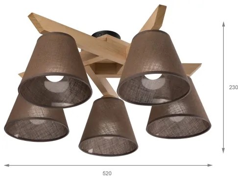 Lustră aplicată Brilagi ANTHONY 5xE14/40W/230V stejar/maro